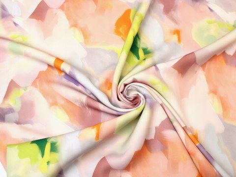Tkanina Barbie marchiano z lycrą wzór mazy róż zieleń Tkanina Barbie marchiano z lycrą wzór mazy róż zieleń