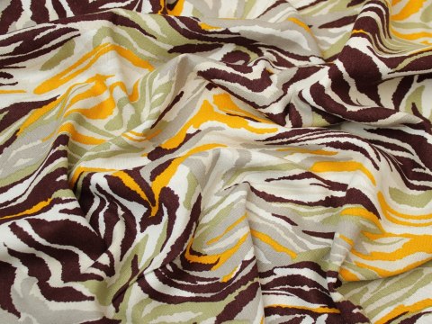 Tkanina len z wiskozą zebra safari żółto-brązowa