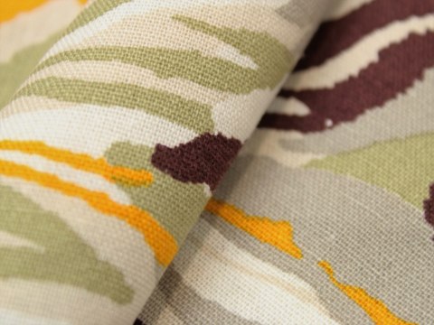 Tkanina len z wiskozą zebra safari żółto-brązowa