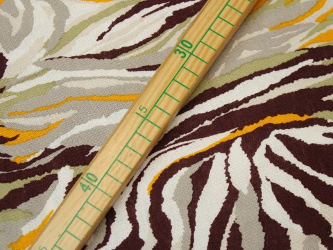 Tkanina len z wiskozą zebra safari żółto-brązowa