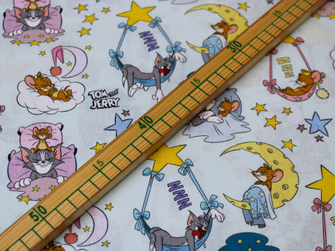 Bawełna 100% płótno niebieska wzór dzięciecy Tom&Jerry Bawełna 100% płótno niebieska wzór dzięciecy Tom&Jerry