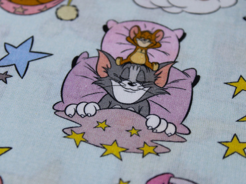 Bawełna 100% płótno niebieska wzór dzięciecy Tom&Jerry Bawełna 100% płótno niebieska wzór dzięciecy Tom&Jerry