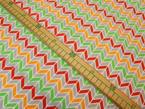 Tkanina leżakowa płótno wzór zygzaki kolorowe szer. 45 cm Tkanina leżakowa płótno wzór zygzaki kolorowe szer. 45 cm