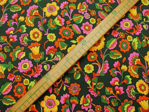 dzianina jersey żółte kwiaty na zielonym tle