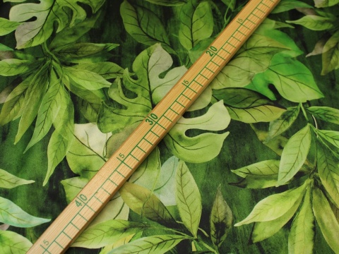 Satyna włoska wzór liście zielone