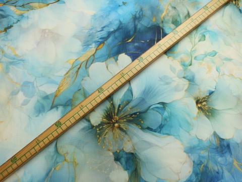 Szyfon w kwiaty niebieskie