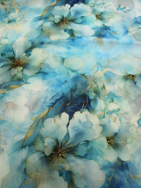 Szyfon w kwiaty niebieskie