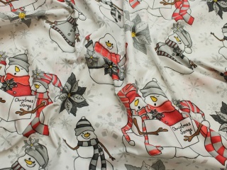 Tkanina bawełniana świąteczna bałwanki