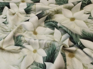 Tkanina obrusowa zasłonowa świąteczna gwiazda betlejemska miętowa