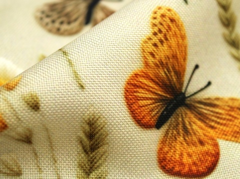 tkanina zasłonowa motylki na beżu