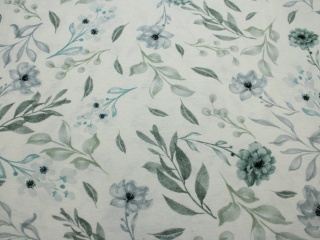 FLANELA BAWEŁNIANA KWIATY MIĘTOWE