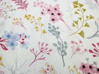 FLANELA BAWEŁNIANA KWIATY RÓŻOWE